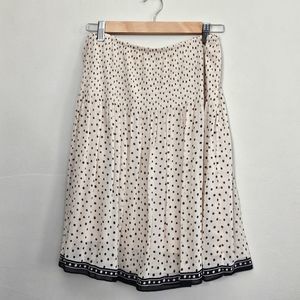 Max Studio Pink Black Polka Dot Smocked Elastic Waist Midi Skirt NWT
